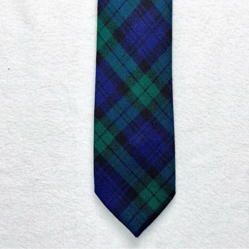 Campbell Tartan Made in Scotland 100% Wool Neck Tie Blue Green Plaid 58” X 3”
